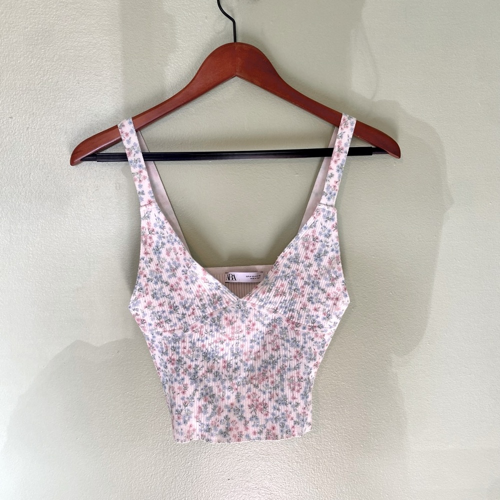 Zara floral knit tank